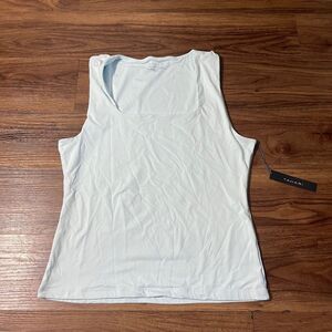 Tahari Modern Essentials Sleeveless Tank Top Blue Stretch Blouse Women's Size XL